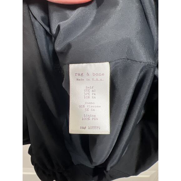 Rag & Bone Dress Front Ruched Zipper Long Sleeve Black Mini Short Cocktail - Picture 7 of 8